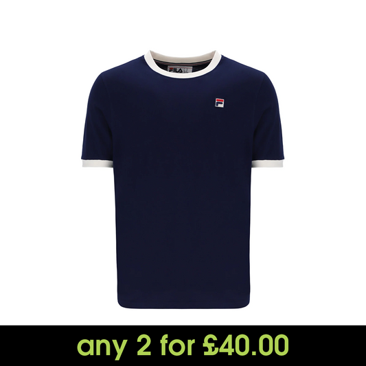 FILA Marconi Essential Ringer T-Shirt Navy/Gardenia