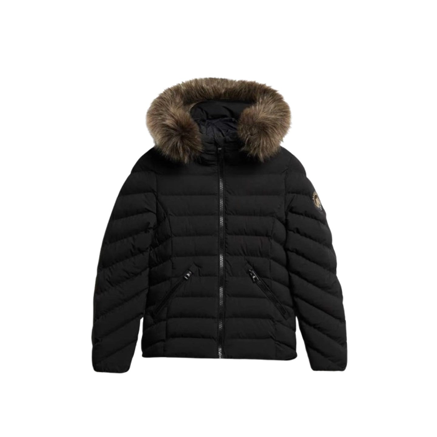 Superdry Fuji Faux Fur Hood Padded Jacket Black