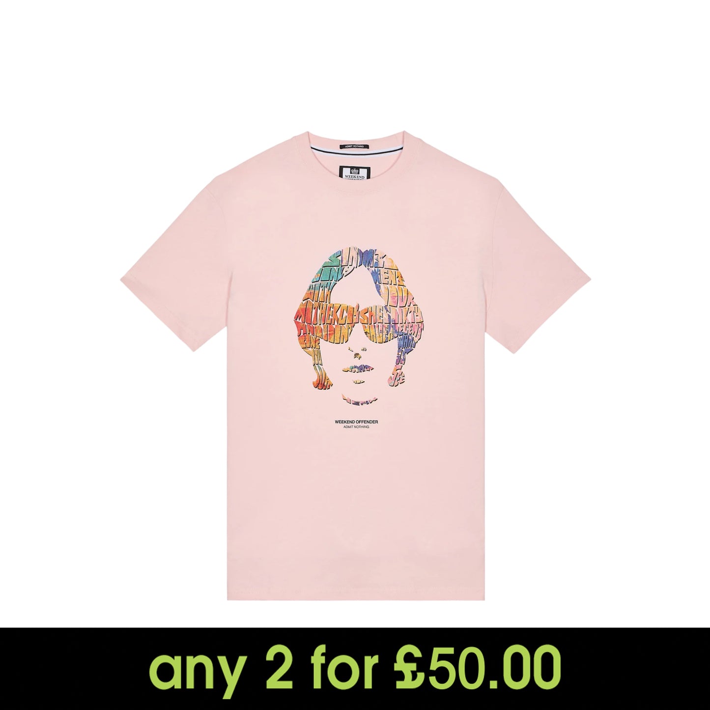 Weekend Offender Kinky Afro Graphic T-Shirt Pale Blush