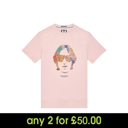 Weekend Offender Kinky Afro Graphic T-Shirt Pale Blush