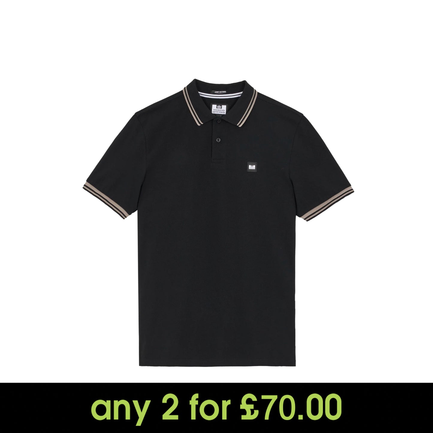 Weekend Offender Levanto Tipped Polo Shirt Black/Bark