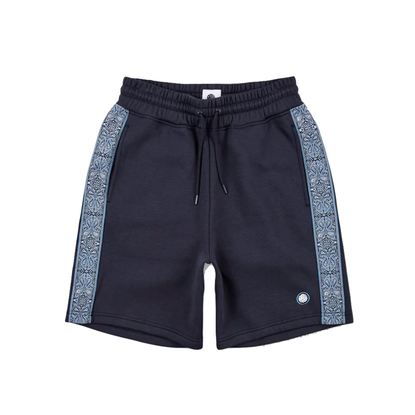 Pretty Green Eclipse Paisley Tape Sweat Shorts Navy