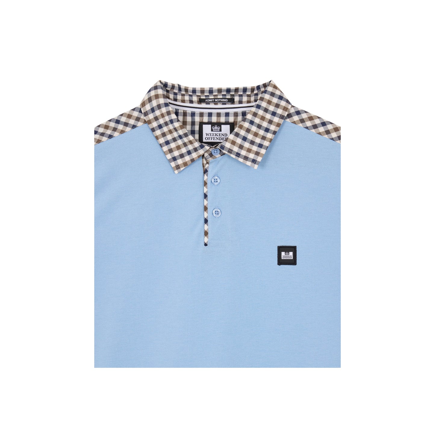 Weekend Offender Costa Check Polo Shirt Sea Marine/Mid House Check