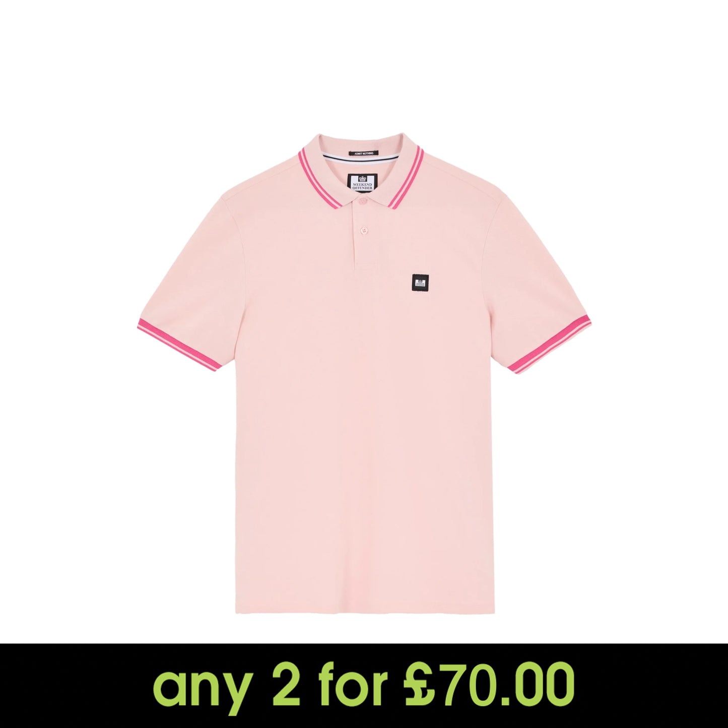 Weekend Offender Levanto Tipped Polo Shirt Pale Blush/Candy