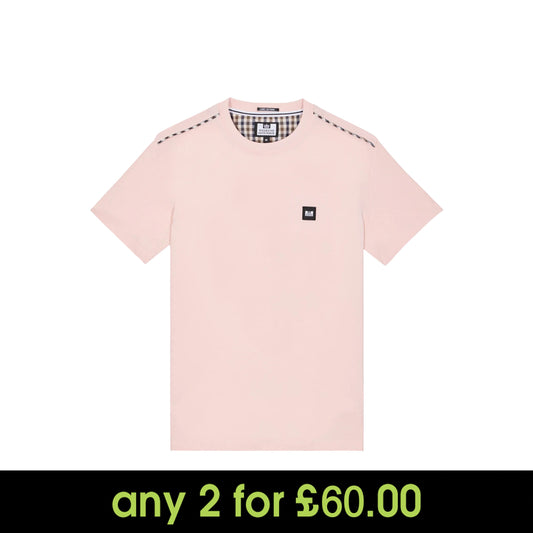 Weekend Offender Manuel Check Piping T-Shirt Pale Blush/Mid house Check