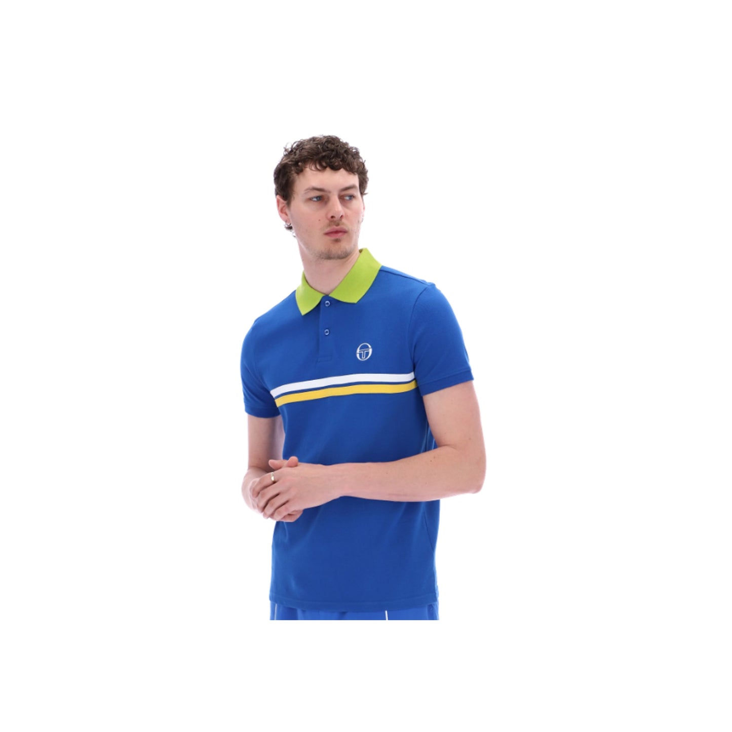 Sergio Tacchini Supermac Polo Shirt Nautical Blue/Dark Citron/Daffodil