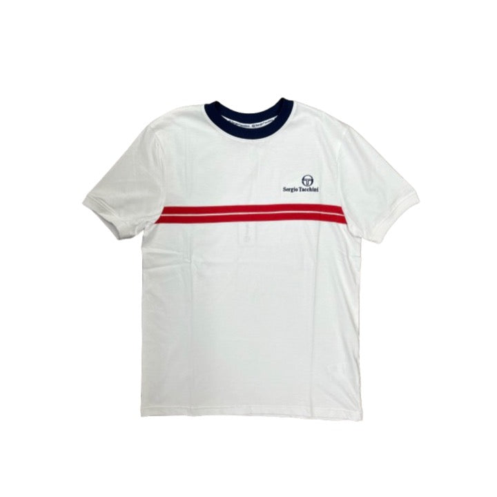 Sergio Tacchini New Supermac T-Shirt White/Maritime Blue/Adrenaline Rush