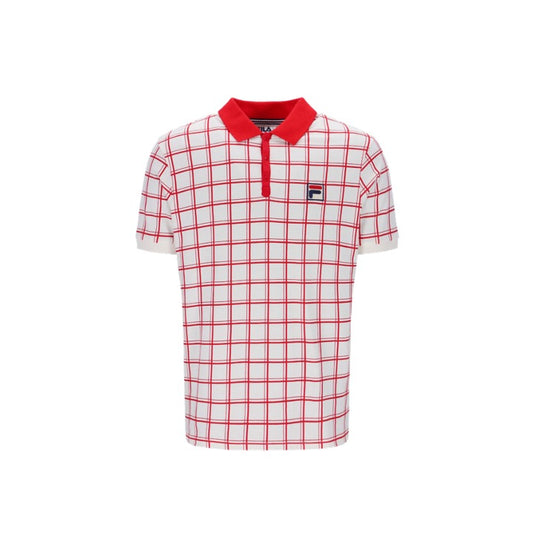 FILA Bobby Check Polo Shirt Gardenia/Red