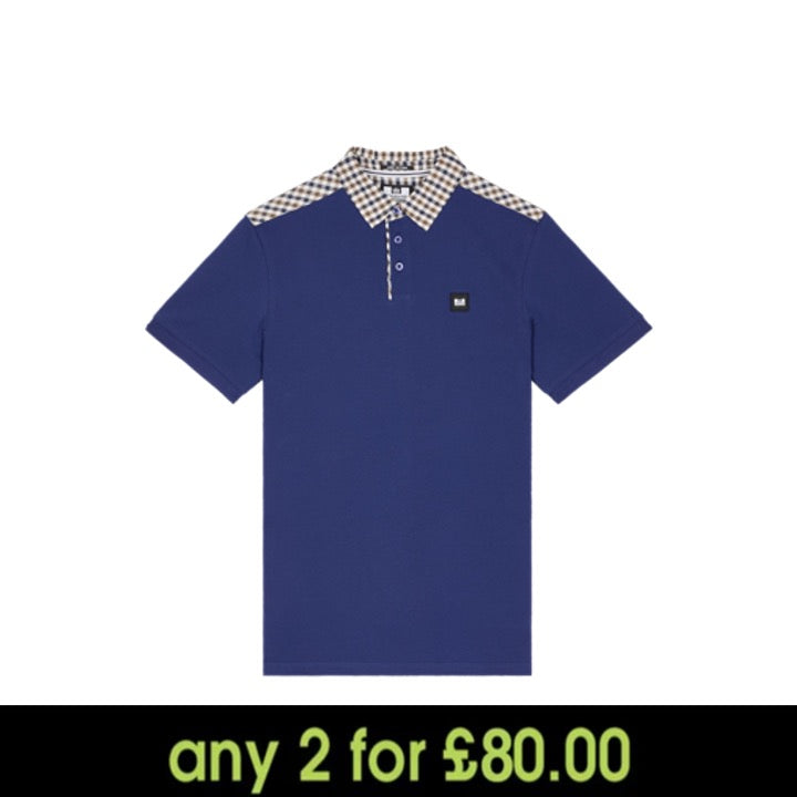 Weekend Offender Costa Polo Shirt Bright Navy / Mid House Check