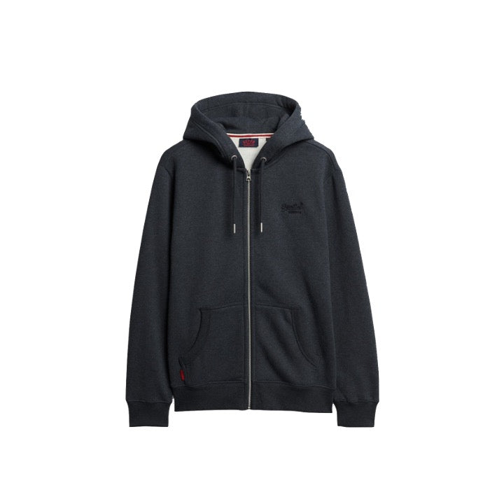 Superdry Essential Logo Zip Hoodie Vintage Navy Marl