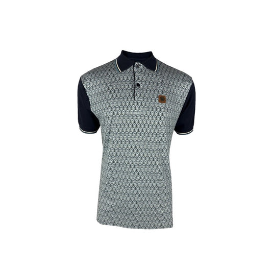 Trojan Scale Panel Polo Navy