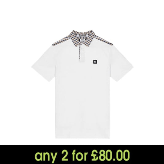 Weekend Offender Costa Polo Shirt White / Mid House Check