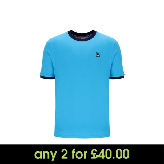 FILA Marconi Essential Ringer T-Shirt Cyan Blue/Fila Navy