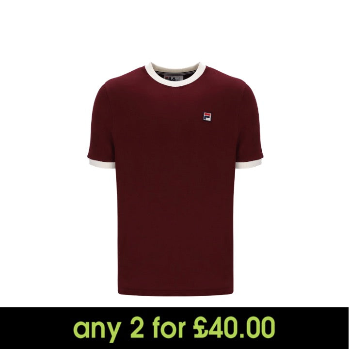 FILA Marconi Essential Ringer T-Shirt Windsor Wine/Gardenia