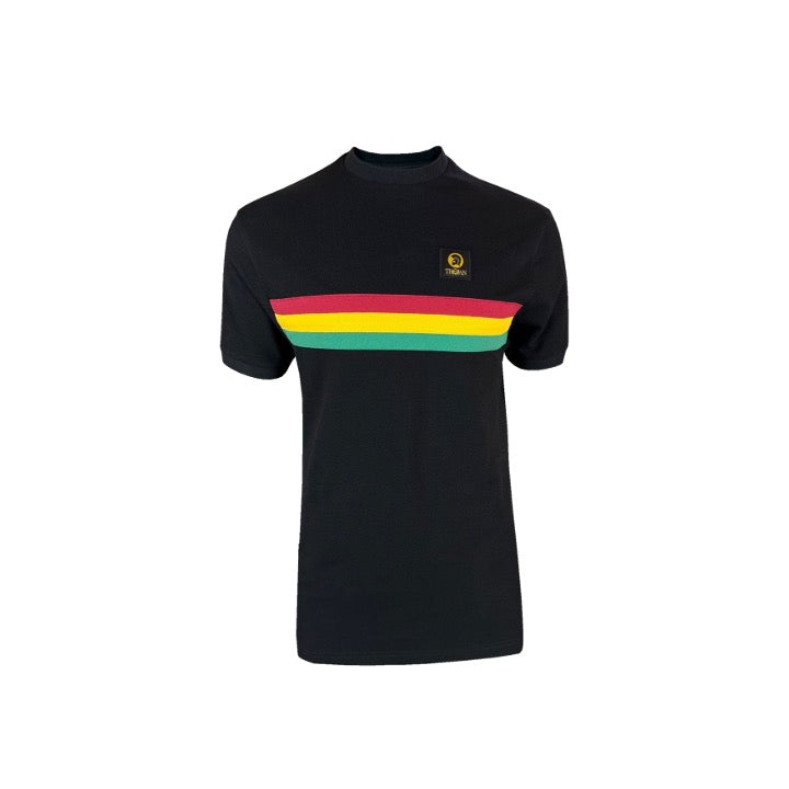 Trojan Retro Stripe Pique T-Shirt Black