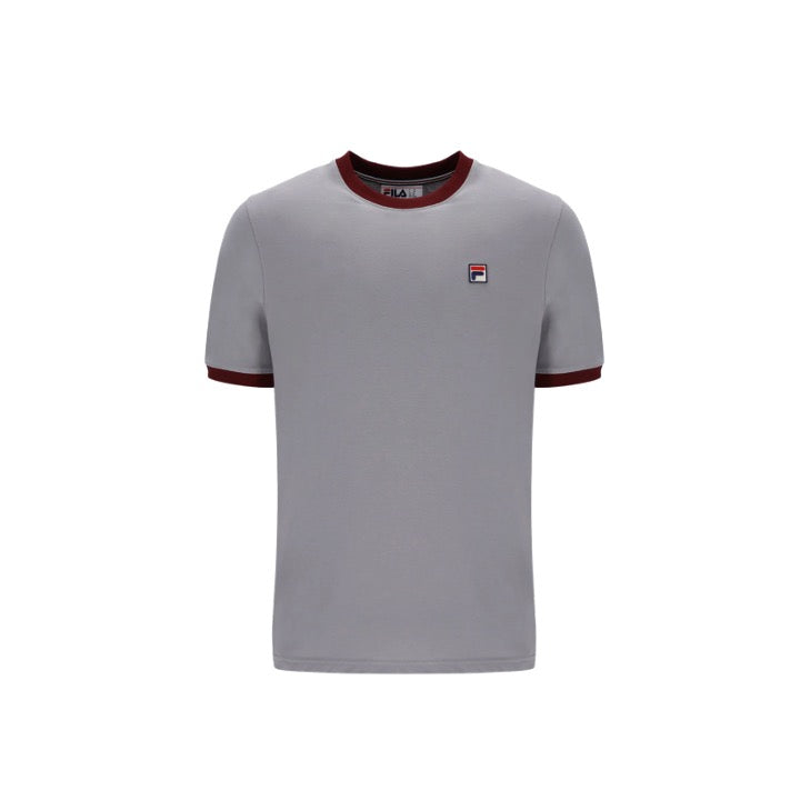 FILA Marconi Essential Ringer T-Shirt Sharkskin/Windsor Wine