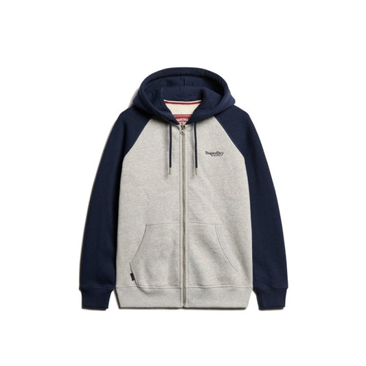 Superdry Essential Baseball Zip Hoodie Athletic Grey Marl / Navy Marl