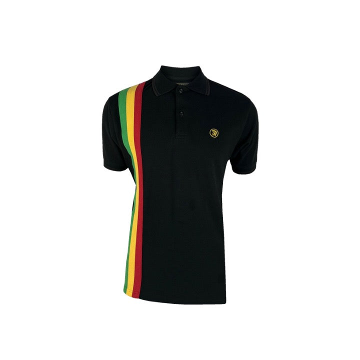 Trojan Racing Stripe Pique Polo Black