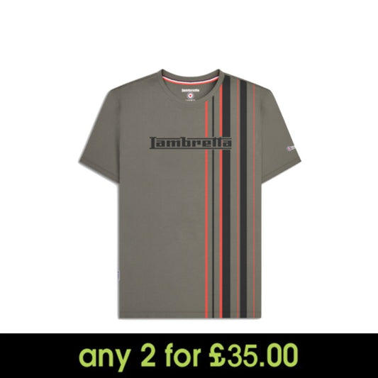 Lambretta Racing Stripe T-Shirt Granite