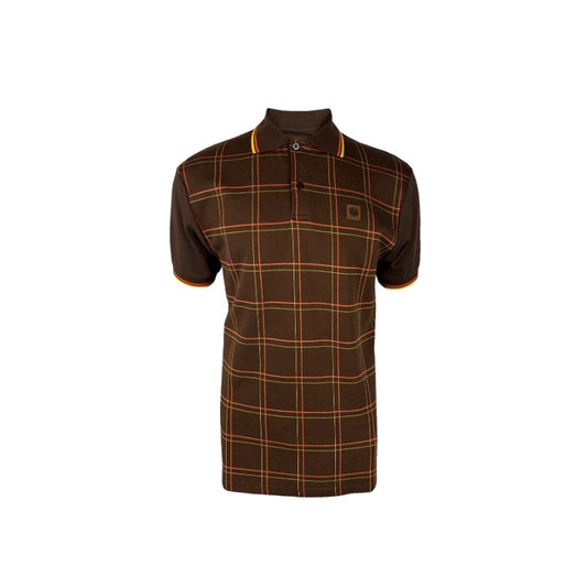 Trojan Check Panel Polo Chocolate