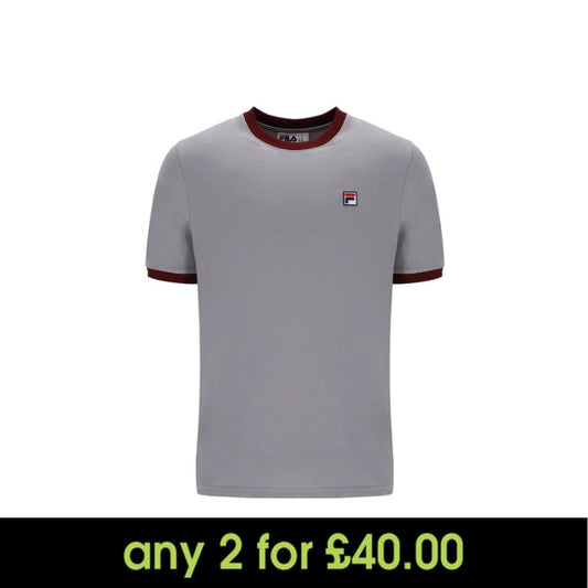 FILA Marconi Essential Ringer T-Shirt Sharkskin/Windsor Wine