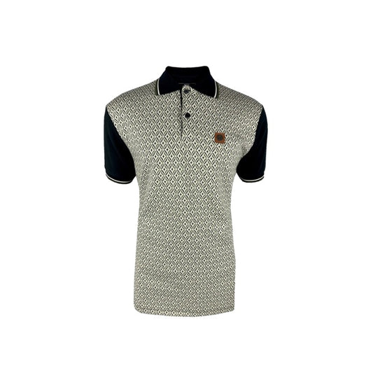 Trojan Geometric Panel Polo Black