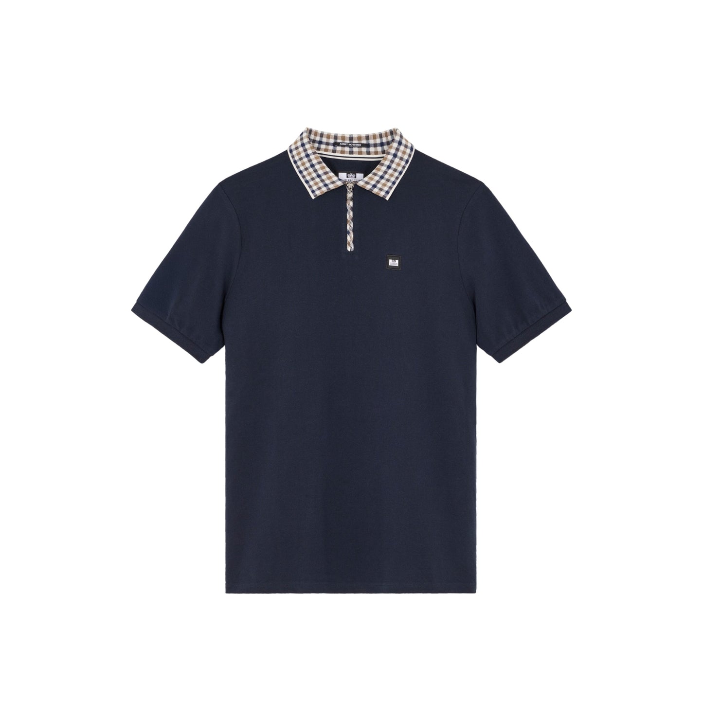 Weekend Offender Lachine Jacquard Rib Polo Shirt Navy/Mid House Check