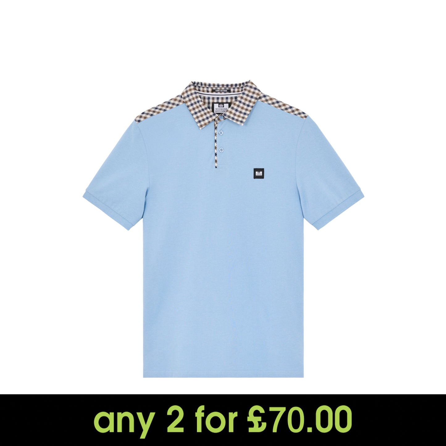 Weekend Offender Costa Check Polo Shirt Sea Marine/Mid House Check