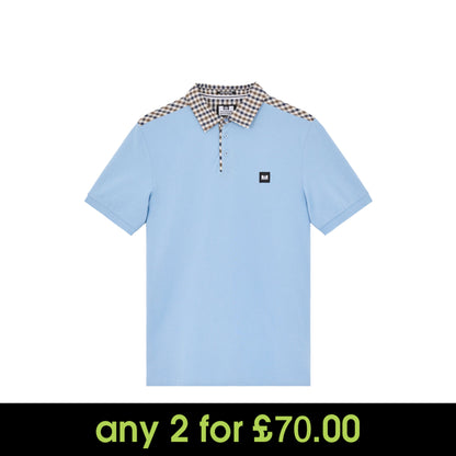 Weekend Offender Costa Check Polo Shirt Sea Marine/Mid House Check