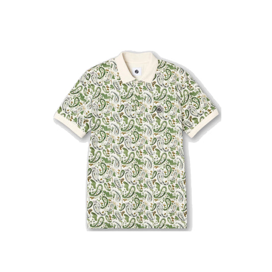 Pretty Green Aquarelle Paisley SS Polo Shirt Stone