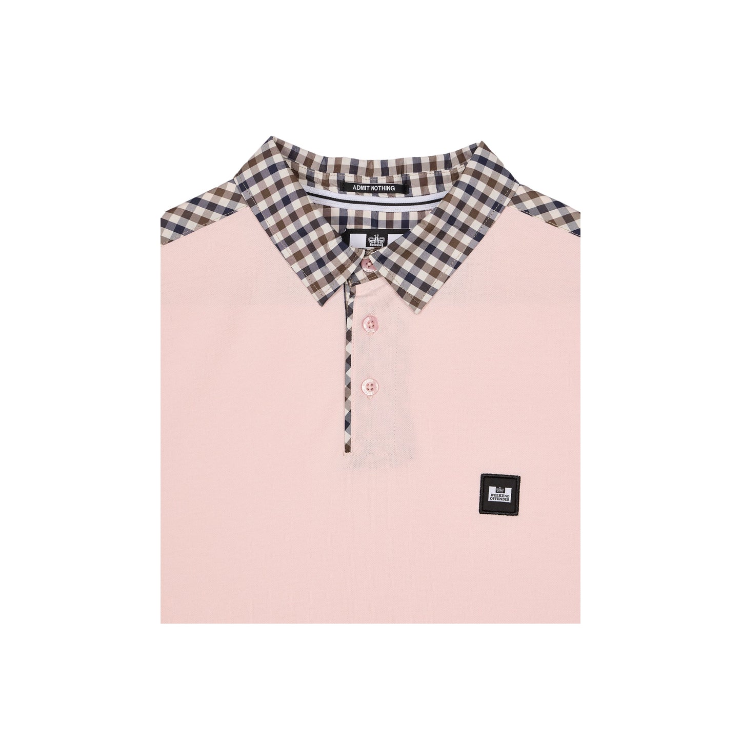 Weekend Offender Costa Check Polo Shirt Pale Blush/Mid House Check