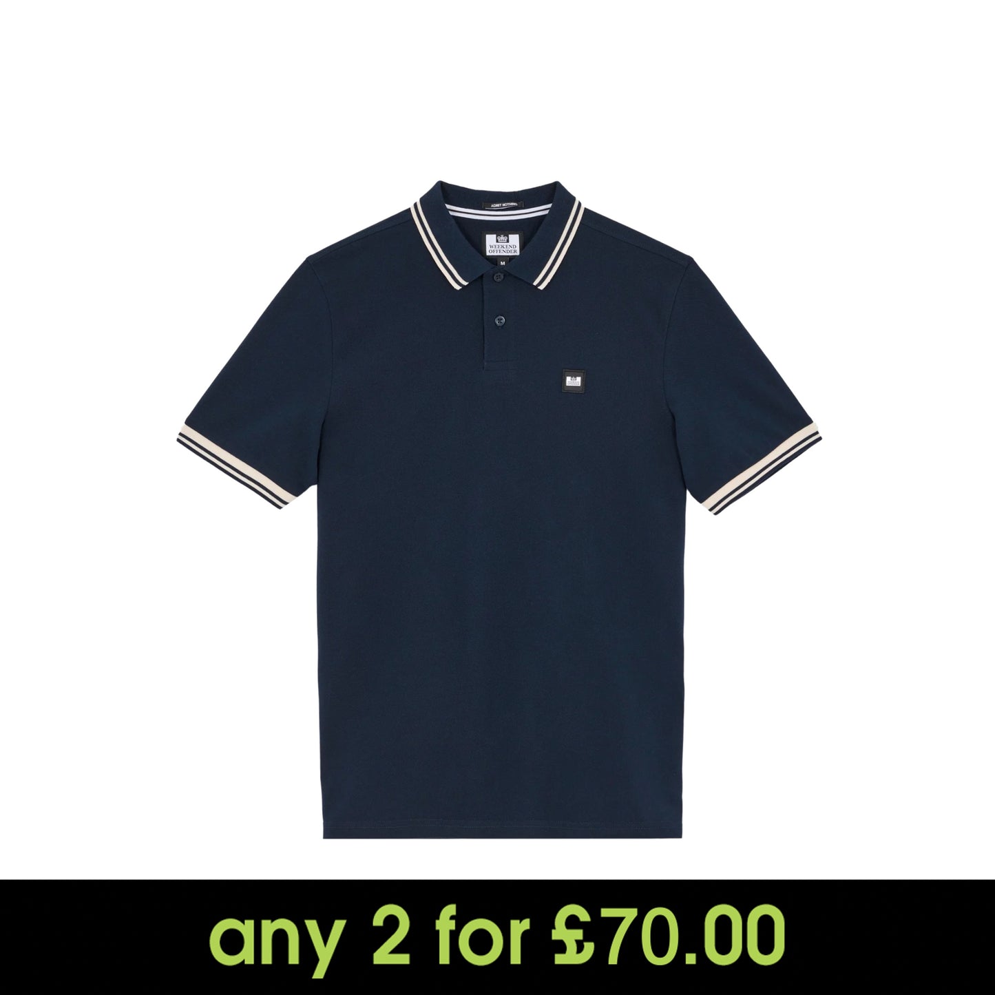 Weekend Offender Levanto Tipped Polo Shirt Navy/Alabaster