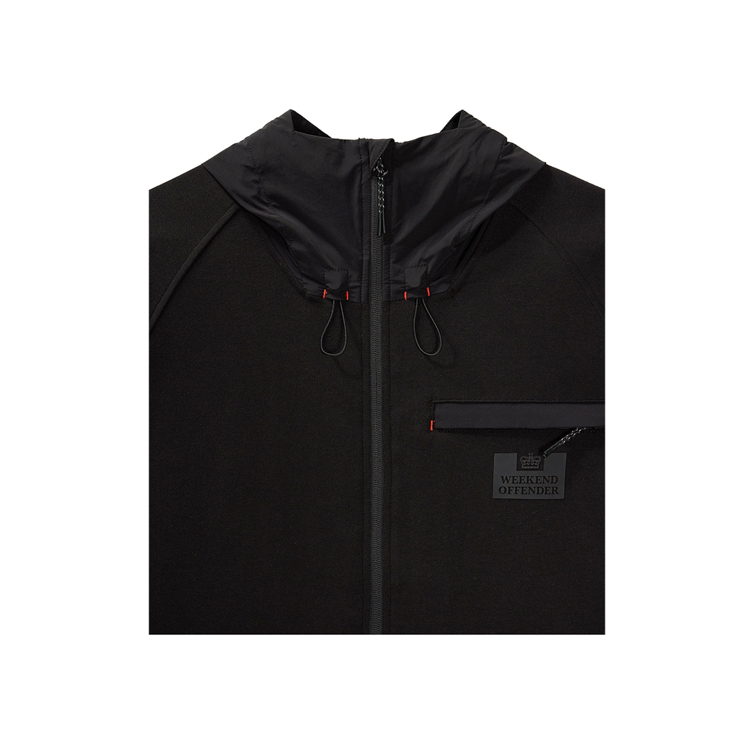 Weekend Offender Reutemann Polyamide Detail Zip Through Hoodie Black