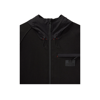 Weekend Offender Reutemann Polyamide Detail Zip Through Hoodie Black