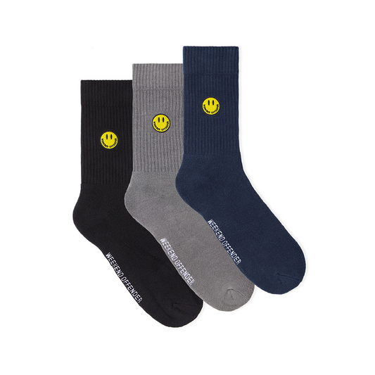 Weekend Offender Smiley 3pk Sport Socks Navy/Black/Grey