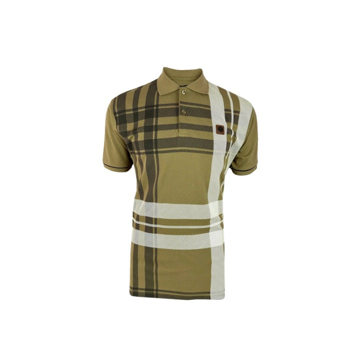 Trojan Oversize Check Panel Polo Camel