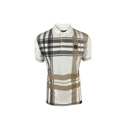 Trojan Oversize Check Panel Polo Ecru