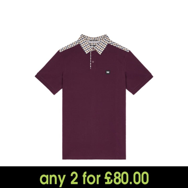 Weekend Offender Costa Polo Shirt Acai Berry/Mid House Check