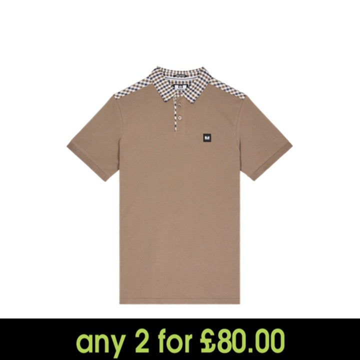 Weekend Offender Costa Polo Shirt Mocha/Mid House Check