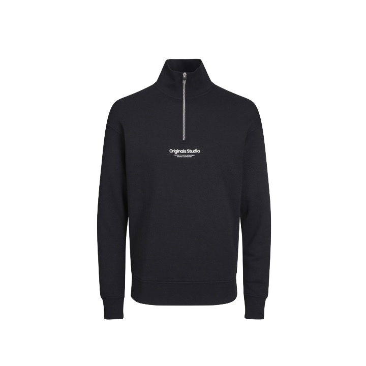 Jack & Jones Text Half Zip Sweatshirt Black