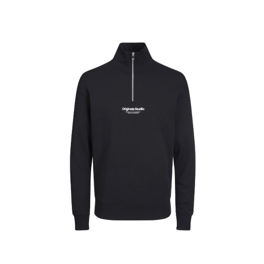 Jack & Jones Text Half Zip Sweatshirt Black