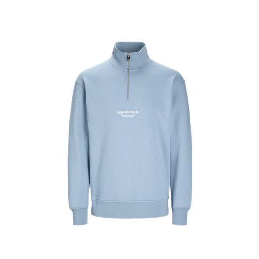 Jack & Jones Text Half Zip Sweatshirt Blue / Mountain Spring