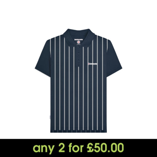 Lambretta Pinstripe Polo Navy/White