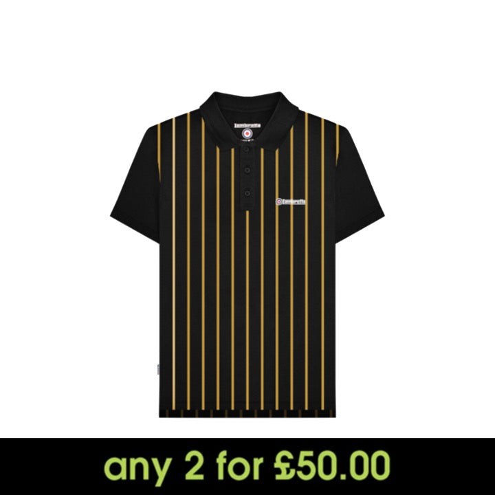 Lambretta Pinstripe Polo Black/Gold