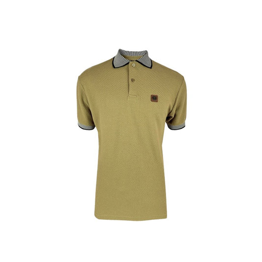 Trojan Jacquard Collar Textured Polo Camel